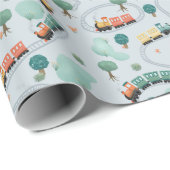 Kinder Niedlich Blue Travel Pattern Boys Geburtsta Geschenkpapier (Rolleneckpunkt)