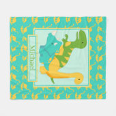 Kinder Niedlich Dinosaurier Blue Fleecedecke (Vorderseite (Horizontal))
