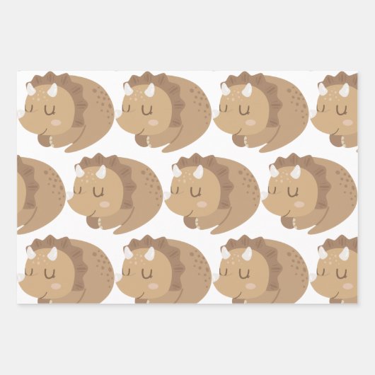 Kinder Niedlich Dinosaurier Geschenkpapier Set (Vorderseite)