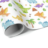 Kinder Niedlich Dinosaurier Muster Geschenkpapier (Rolleneckpunkt)
