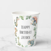 Kinder Niedlich Dinosaurier ThemenGeburtstagsparty Pappbecher (Rückseite)