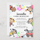 Kinder Niedlich farbig Geburtstag Einladung (Vorderseite)