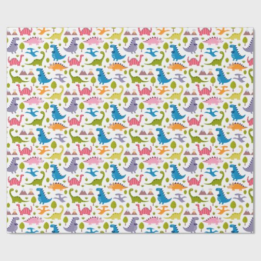 Kinder Niedlich farbige Dinosaurier Geschenkpapier (Flach)