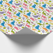 Kinder Niedlich farbige Dinosaurier Geschenkpapier (Ecke)
