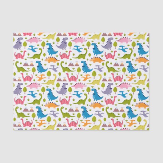 Kinder Niedlich farbige Dinosaurier Seidenpapier (Vorderseite)
