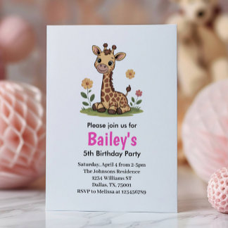 Kinder Niedlich Giraffe Jungle Geburtstagsparty Ei Einladung