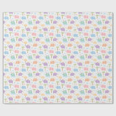 Kinder Niedlich glückliche Elefanten Pastel Pink B Geschenkpapier (Flach)