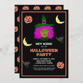 Kinder Niedlich Halloween Thema Schwarzes Orange P Einladung