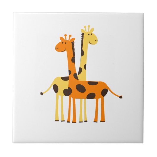 Kinder Niedlich Jungle Giraffe Fliese (Vorderseite)