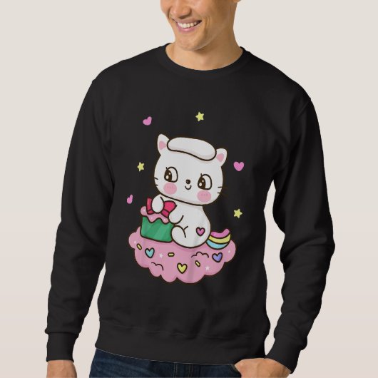 Kinder Niedlich Katze Sweatshirt (Vorderseite)