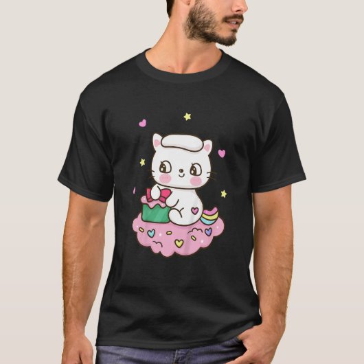 Kinder Niedlich Katze T-Shirt (Vorderseite)