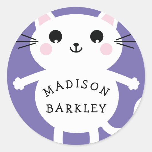 Kinder Niedlich Kitty Cat Name Umschlag Aufkleber (Vorderseite)