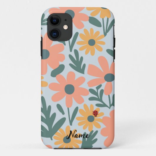 Kinder Niedlich Ladybug Polka dot Daisy Blume Patt Case-Mate iPhone Hülle (Rückseite)