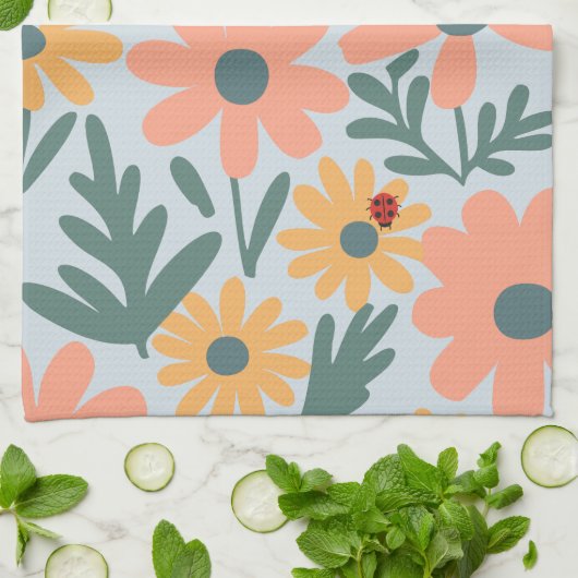 Kinder Niedlich Ladybug Polka dot Daisy Blume Patt Geschirrtuch (Gefaltet)