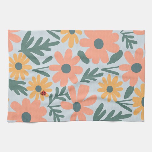 Kinder Niedlich Ladybug Polka dot Daisy Blume Patt Geschirrtuch (Horizontal)