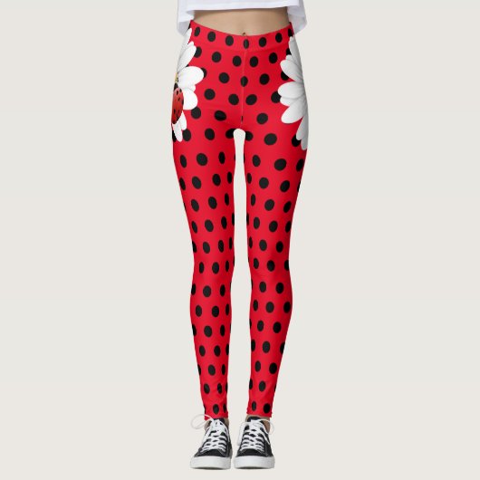 Kinder Niedlich Ladybug Polka dot Daisy Blume Patt Leggings (Vorderseite)