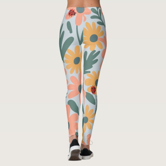 Kinder Niedlich Ladybug Polka dot Daisy Blume Patt Leggings (Rückseite)