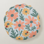 Kinder Niedlich Ladybug Polka dot Daisy Blume Patt Rundes Kissen (Rückseite)