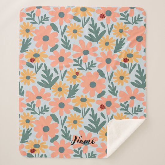 Kinder Niedlich Ladybug Polka dot Daisy Blume Patt Sherpadecke (Vorderseite)