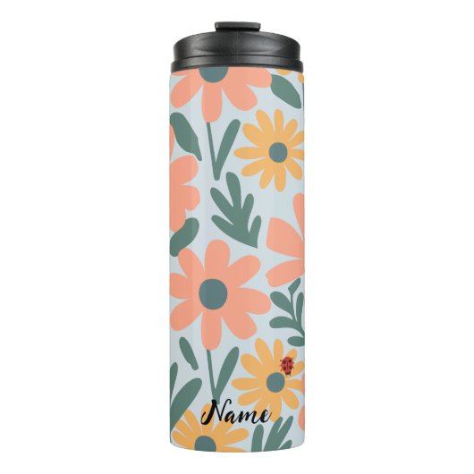 Kinder Niedlich Ladybug Polka dot Daisy Blume Patt Thermosbecher (Vorderseite)