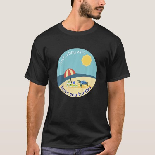 Kinder Niedlich nur ein Junge, der Lieben Sea Turt T-Shirt (Vorderseite)