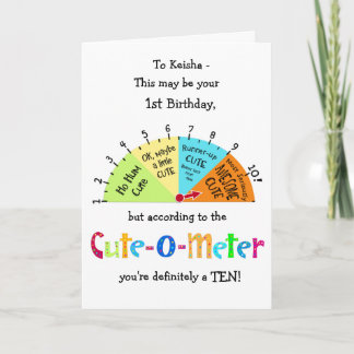 Kinder Niedlich-O-Meter Funny 1. Geburtstag Grußka Karte