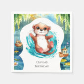 Kinder Niedlich Otter Geburtstag Serviette (Vorderseite)