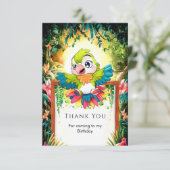 Kinder Niedlich Papagei Geburtstag Dankeskarte (Stehend Vorderseite)