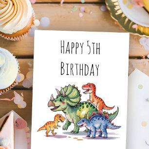 Kinder Niedlich Personalisierte Dinosaurier Geburt Karte