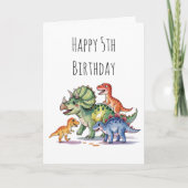 Kinder Niedlich Personalisierte Dinosaurier Geburt Karte (Vorderseite)