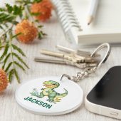 Kinder Niedlich Personalisierter Dinosaurier Schlüsselanhänger (Vorderseite rechts)