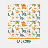 Kinder Niedlich Personalisiertes Dinosaurier-Muste Fleecedecke (Vorderseite)