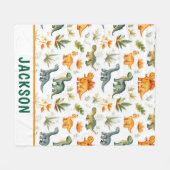 Kinder Niedlich Personalisiertes Dinosaurier-Muste Fleecedecke (Vorderseite (Horizontal))