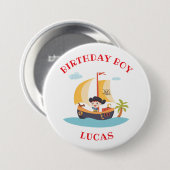 Kinder Niedlich Piratenschiff Geburtstagsparty Button (Vorne & Hinten)