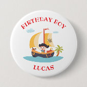 Kinder Niedlich Piratenschiff Geburtstagsparty Button (Vorderseite)