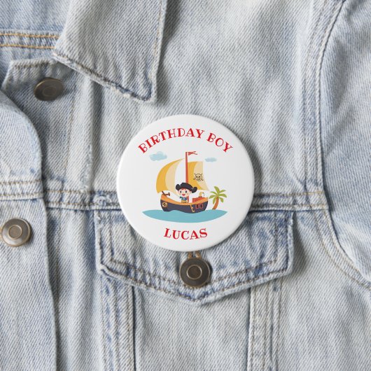 Kinder Niedlich Piratenschiff Geburtstagsparty Button (Beispiel)