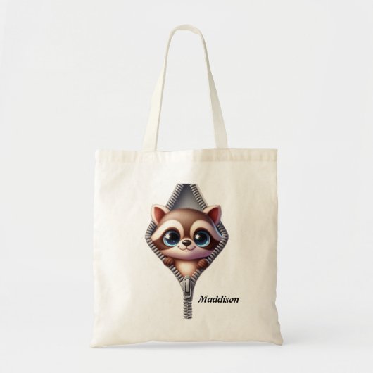 Kinder Niedlich Raccoon Tote Bag Tragetasche (Vorne)