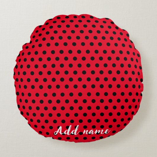 Kinder Niedlich Red Ladybug Polka dot Party Patter Rundes Kissen (Vorderseite)