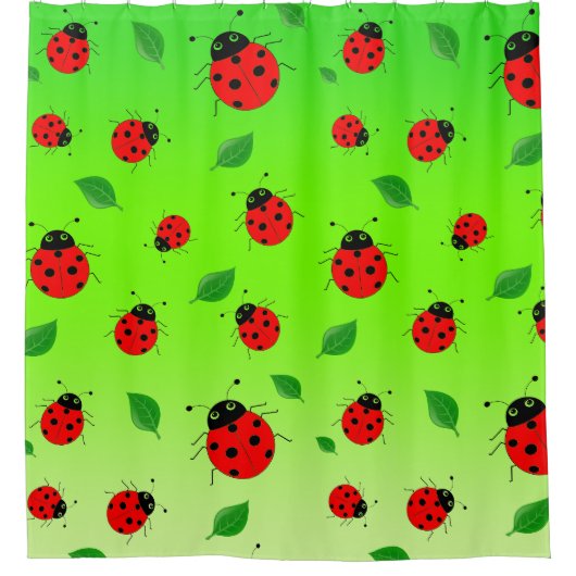 Kinder Niedlich Red Ladybug Polka dot Spring Patte Duschvorhang (Vorderseite)