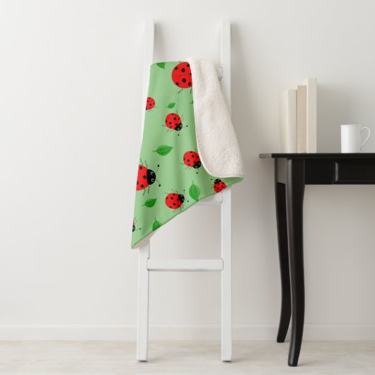Kinder Niedlich Red Ladybug Polka dot Spring Patte Sherpadecke (Beispiel)