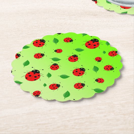 Kinder Niedlich Red Ladybug Polka dot Spring Patte Untersetzer (angewinkelt)
