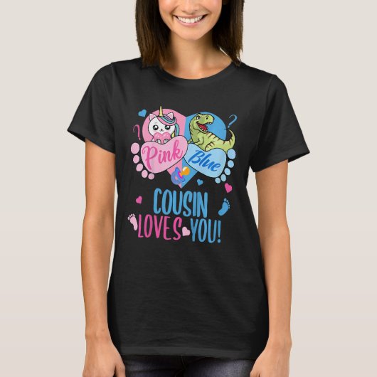 Kinder Niedlich rosa oder blaue COUSIN Lieben Dino T-Shirt (Vorderseite)