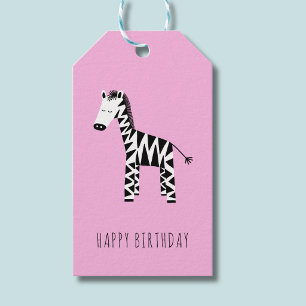 Kinder niedlich rosa Zebra Glücklich Geburtstag Geschenkanhänger