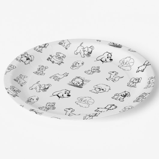 Kinder Niedlich Schwarz und Weiß Pappteller (Schrägansicht)