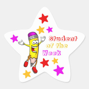 Kinder Niedlich und farbenfroh Student der Woche Stern-Aufkleber