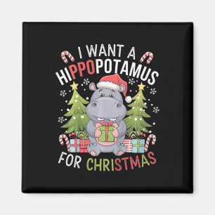 Kinder Niedlich Weihnachten Hippopotamus perfekt f Magnet
