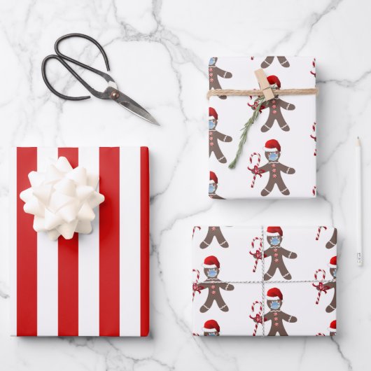 Kinder Niedlich Weihnachten Lebkuchen Mann Muster Geschenkpapier Set (Vorderseite)