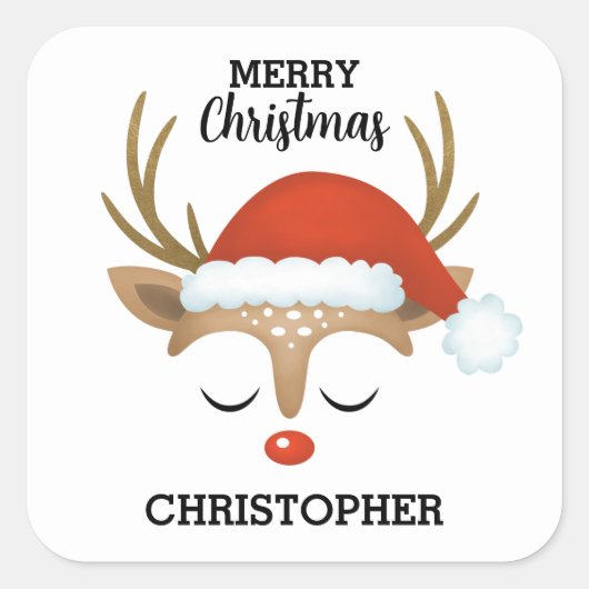 Kinder Niedlich Weihnachtsmann Quadratischer Aufkleber (Vorderseite)