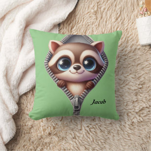 Kinder Niedlich Zipper Raccoon Kissen