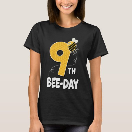 Kinder Niedliche Bienen 9 Jahre alt Geburtstag Bie T-Shirt (Vorderseite)